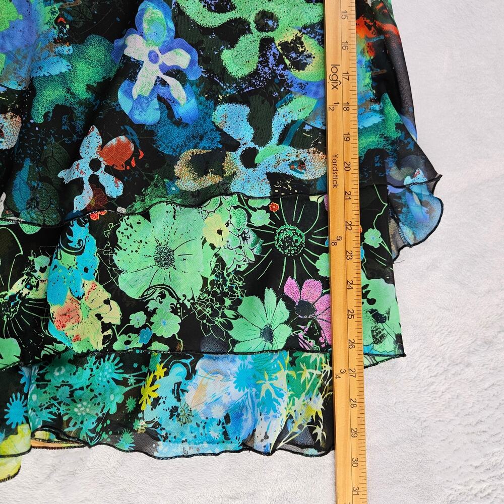 Thalia Sodi Dress Large Y2K Tropical Floral Ruffle Chiffon Fairycore Whimsigoth - Picture 13 of 14